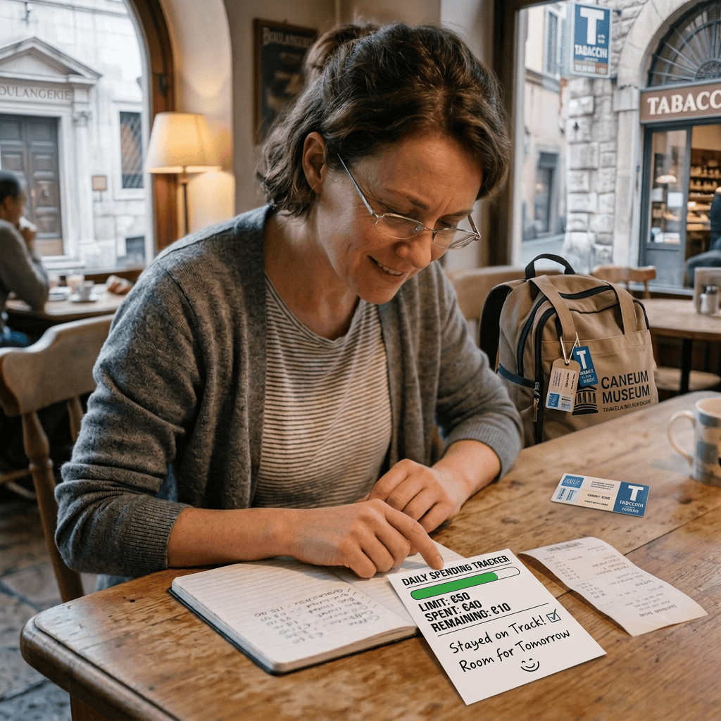 Traveler tracking a comfortable daily spending limit